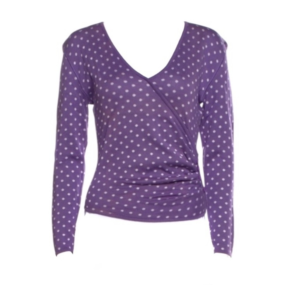 Ungaro Ter Vintage Polka Dot Crossover Faux Wrap Sweater Top